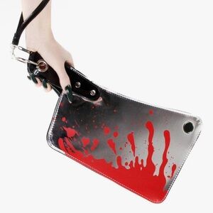 Silver and Red Cleaver Clutch
